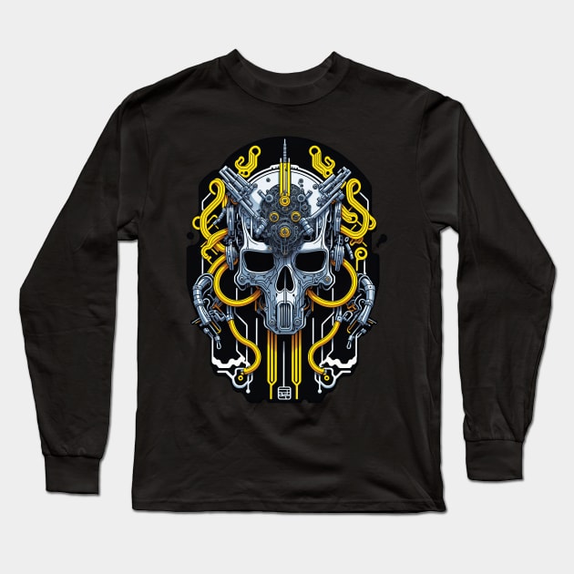 Mecha Skull S03 D91 Long Sleeve T-Shirt by Houerd